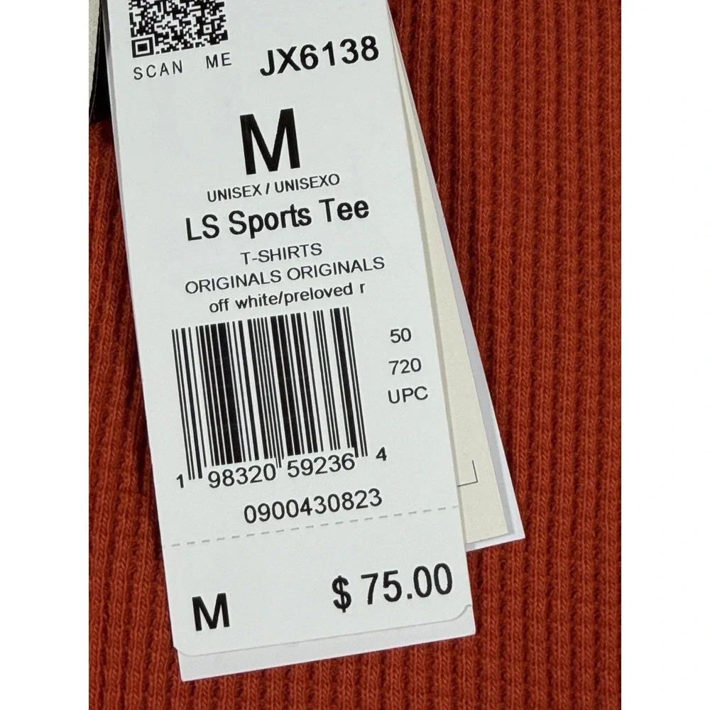 adidas LS Sports Tee Adidas OG LA Orange Waffle Knit JX6138 Men's Size Medium